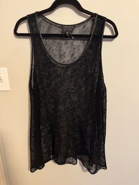 Eileen Fisher Black Sheer Knit Layering Tank